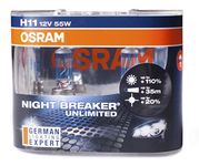 OSRAM NIGHT BREAKER UNLIMITED H11, Halogen headlamp, 64211NBU-HCB, 12V passenger car, duobox (2 units)