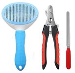 Agirav Tails Self Cleaning Slicker Pet Grooming Brush | Pet Cleaning Tool Suitable for All Pets | (Oval + Nailcutter)