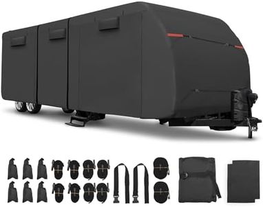 uxcell Waterproof RV Cover RV Travel Trailer Cover Fits 20'-22' Windproof Anti-UV Camper Cover All Season Protection with Extra Windproof Ropes and Gutter Covers Black