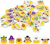 Haooryx 60PCS Halloween Candy Corn Shaped Mini Eraser for Kids Bulk, Novelty Corn Pencil Erasers 3D Desk Puzzle Erasers Pet for Student Homework Classroom Prizes Trick or Treat Party Gift Filler Favor