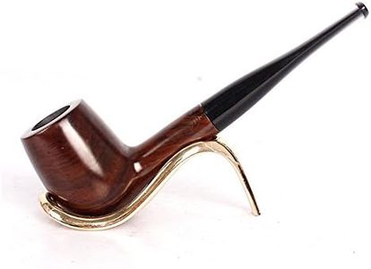 UrChoiceLtd Classic Brwon - Pipa de tabaco de ébano (9 mm, filtro de madera, tabaco ahumado estate círculo, hecho a mano, 519-Ebony)