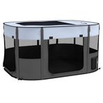 PawHut Dog Pen, Pet Playpen, Portable Foldable Dog Cat Playpen with Storage Bag for Puppies, Rabbits, Kittens, Guinea Pigs, 114 x 89 x 59cm - Grey