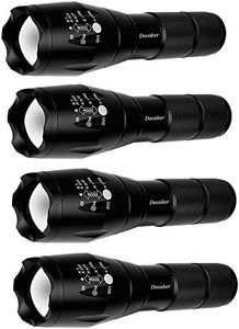 Decaker TC1200 PRO Tactical Flashlight Military Grade 5 Mode 3000 Lumens Tactical Led Waterproof Flashlights, 4-Pack