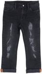 RAW X Boys Denim Jeans, Big Boy & Little Kids Stretch Slim Fit Pants, Distressed Ripped Biker Jeans for Boys, Jet Black - 90015, 10