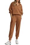 PRETTYGARDEN Womens 2 Piece Sweatsuits Set Long Sleeve Half Zip Pullover Sweatshirt Joggers Sweatpants Fall Outfits Tracksuit (Dark Khaki,Medium)