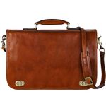 Time Resistance Leather Briefcase Hand-Crafted Shoulder Messenger Bag for Laptop up to 15 Inch Light Brown