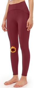 JOYSPELS Womens Fleece Lined Thermal Leggings with Pockets High Waisted Winter Warm Yoga Pants Gym Workout Fitness Running Thick Spandex Pants Rumba Red M