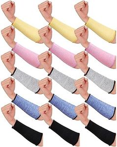 15 Pair Cut Resistant Sleeves Level 5 Arm Protection Sleeves for Thin Skin Bruising Burn Heat Resistant 7.87 x 3.74 Inch Safety Arm Covers Guard Forearm Arm Protectors for Men Women, 5 Colors, Gray, Black, Blue, Pink, Yellow, about 7.87 x 3.74 inches