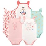 Hudson Baby Unisex Baby Cotton Sleeveless Bodysuits, Beautiful Sea, 6-9 Months