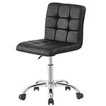 Charles Jacobs Swivel Office Chair/Stool With Adjustable Height and Ultra Padded Design for Comfort (Black)