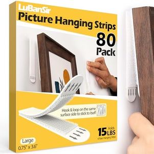 LuBanSir Picture Hanging Strips, 40 Pair (80 Pieces) Damage-Free Picture Hanging Kit, Hook and Loop All in One, Large Wall Hanging Strips for Home Office School