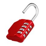 ZHEGE Combination Padlock, 4 Digit Combination Locker Padlock, Resettable Combo Lock for School and Gym Lockers, Weatherproof Padlock Outdoor for Backyard Fence Gate, Sheds, Garage Door (Red)