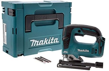 Makita DJV182ZJ Stichsäge, 18 V, schnurlos, bürstenloser Motor, Li-Ion-Akku, nur Korpus, mit Makpac-Koffer, 18 W, 18 V, Blau, scie sauteuse sans fil