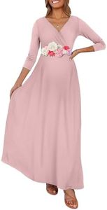 KIM S Plus Size Maternity Dress Summer Maxi Dress Pink Gender Reveal Baby Shower Long Pregnancy Clothes 2024 (Dusty Pink XXL)