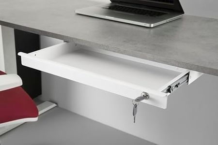 D-Segno Cassetto sotto scrivania estraibile. Organizer per ufficio. Cassetti scrivania dotati di serratura. Ideale per scrivanie, tavoli e banchi. L50 cm P25cm. 100% Made in Italy (Bianco)