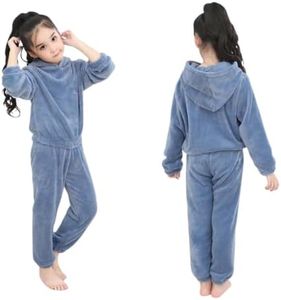 Tranding-Outfit Dresses Winter Set Fleece Tracksuit Full Sleeves T-Shirt and Pant Set for Baby Sweatshirt Boys and Girls Winter Clothing Pack oF 1 (Sky Blue, 7-9 Year)