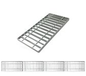 Natotela 4 Pack L400mmxW200mmxH20mm Driveway Galvanized Metal Grating Steel Channel Drain Grate Heavy Duty Mesh Drainage Gutter Vent for Outdoor Yard Garage Drainage Sewer System Catch Basin