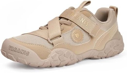 TARANIS Kids Hiking Shoes Boys Girls Trail Running Shoes Outdoor Walking Shoes for Girl Boy Tan 11-12Years
