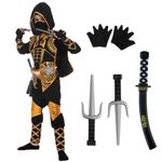 Spooktacular Creations Golden Ninja Deluxe Costume Set with Ninja Foam Accessories Toys for Kids Kung Fu Outfit(L0-12 yrs)