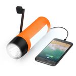 VFAN Rechargeable Hand Crank Generator/Flashlights/Charger for Phone Camping, Dog Walking Emergency Situations (Orange)