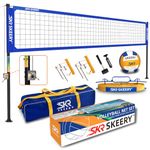 SKEERY Outdoor Heavy Duty Volleyball Net Set, Anti-Sag Design, Adjustable Aluminum Poles, Portable Volleyball Net for Backyard,Grass and Beach(Blue)