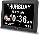 Soobest Digital Dementia Alarm Clock Large Display Day Clock for Seniors with 12 Reminders for Elderly Calendar Desk Clock with Date for Gift 8 Language for Bedroom 7" Screen Adapter Included