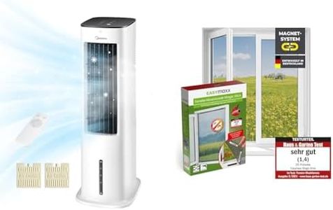 Midea Luftkühler mit Wasserkühlung, Klimaanlage Mobil & EASYmaxx Fliegengitter für Fenster mit Magic Click