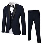 WEEN CHARM Men's Slim Fit 3 Piece Tuxedo Suit One Button Shawl Lapel Blazer Jacket Vest Pants Set, Blue, XX-Large