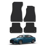 Car Mats Compatible with Audi A4 (2016+) Tailored Fit Rubber Floor Mat Set Accessory Black Custom Fitted 4 Pieces with Clips - Anti-Slip Backing, Heavy Duty & Waterproof