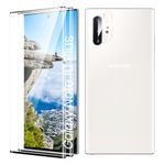 TECHO Screen Protector for Samsung Galaxy Note 10 Plus, Tempered Glass Screen Protector, [9H Hardness][HD Clear][Anti-Scratch] 2 Pack Screen Protector + 2 Pack Camera Lens Protector