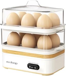Evoloop Rapid Egg Cooker Electric 12 Eggs Capacity, Soft, Medium, Hard Boiled, Poached, Omelet Maker Egg Poacher & Vegetable Steamer, BPA Free Tray(white)