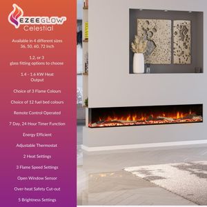 Ezee 60" Electric Fireplace – Wall Mounted LED Heater