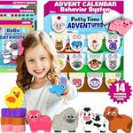 LIL ADVENTS Potty Time Adventures - Farm Animals with 14 Wooden Block Toy Prizes | Potty Training Advent Game | As Seen on Shark Tank | Wood Block Toys, Reward Chart, Activity Board and Stickers
