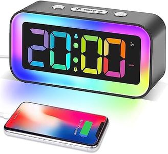 RGB Alarm Clock with Smart Night Light, Adjustable Brightness, Dual Alarm,Sound Control, Super Loud Digital Alarm Clock USB Charger,for Teens Bedrooms, Heavy Sleepers Adults