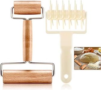 2 Pieces Pizza Plastic Dough Docker Wood Pastry Pizza Roller, Time-Saver Pizza Dough Roller Docker for Pizza Crust or Pastry Dough