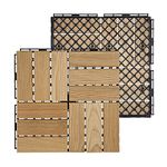 Plantex Tiles for Floor-Interlocking Wooden Tiles/Garden Tile/Quick Flooring Solution for Indoor/Outdoor Deck Tile-Pack of 12 (ASH Wood)