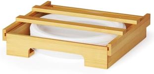 SpaceAid 12-inch Paper Plate Dispenser, Under Cabinet Bamboo Plates Holder, Kitchen Counter Vertical Plate Dipensers Holders Countertop Caddy (for 12 inches Plates, Bamboo)