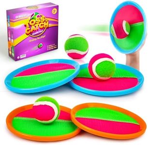 Toss and Catch Ball Game Set - Outdoor & Indoor Activity Toys for Kids - Sticky Paddle Ball Toy for Boys Girls 3 4 5 6 7 8-12 Year Old - Great Games for Beach Pool Yard - Easter Basket Stuffers Gifts