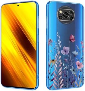 Kaywzo Antichoc Coque pour Xiaomi Poco X3/X3 Pro/X3 NFC,Housse Étui en Transparent TPU avec Motif de Fleurs Peintes,Ultra Mince Silicone Phone Protection Case Cover-4