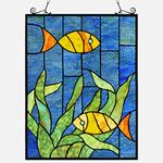 Kleeglee Stained Glass Window Hangings, Large Handmade Suncatcher Stained Glass Window Panels for Window Decor…