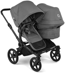 Bugaboo Donkey 6 Double Side-by-Side All Terrain Stroller and Sibling Seat - Moon Grey