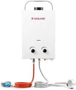 GASLAND BS158 Chauffe-eau instantané sans réservoir 6 l 50 mbar Chauffe-eau à gaz portable avec poignée pliable Chauffe-eau GPL pour douche de camping/excursion en camping-car/cheval de lavage