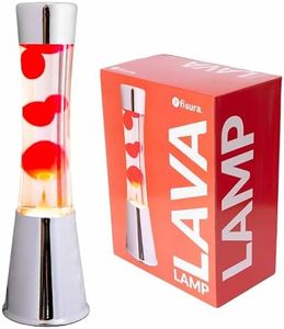 FISURA - Lava lamp red. Silver Base Chrome-Plated, Transparent Liquid and red Lava. Lava lamp with Spare Bulb. 11 x 11 x 39.5 cm.