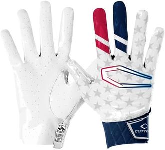 CUTTERS Limited Edition Football Gloves - Rev Pro 5.0 - Ultra Grip No Slip Wide Receiver (1 Pair) (Stars & Stripes, XX-Large)