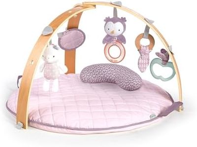 Ingenuity, Cosy Spot Reversible Duvet Activity Gym and Padded Play Mat with Wooden Removable Toy Bar, 6 Detachable Toys, Foldable for Easy Transport, Pink - Calla, Ages Newborn +
