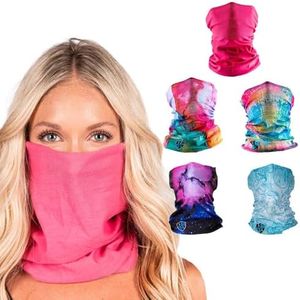 S A Company 5 Pack Face Shields UV 30+, Multipurpose Neck Gaiter, Lightweight, Breathable, Sun and Dust Defense for Outdoors