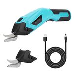 ACETOP Electric Scissors Cordless Fabric Scissors w/ 2 Blades Rechargeable Cardboard Cutter Scissors Power Sewing Shears Tools for Cutting Scrapbook Paper Craft Carpet Leather Cloth (Blue & Black)