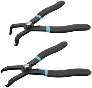 DURATECH 2-Piece Push Pin Pliers Set with 30 Degree and 80 Degree offset jaws, Spring Loaded and Plastic Spraying, Auto Clip Removal Tool Kit for Easily Removing Trim Plastic Fasteners, Rivets, Clips