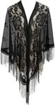 Lace Scarf Shawls and Wraps Capes for Evening Wedding Guest Dresses Christmas BirthdaynTriangle scarves for women for party wear dresses (black)