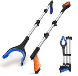 2 Pack Litter Pickers for Adults, 43'' Extra Long Portable Grabber Stick Elderly, Helping Hand Grabber for Disabled, Litter Pickers Foldable Rotating 360 Degree Reaching Aids - Tendak